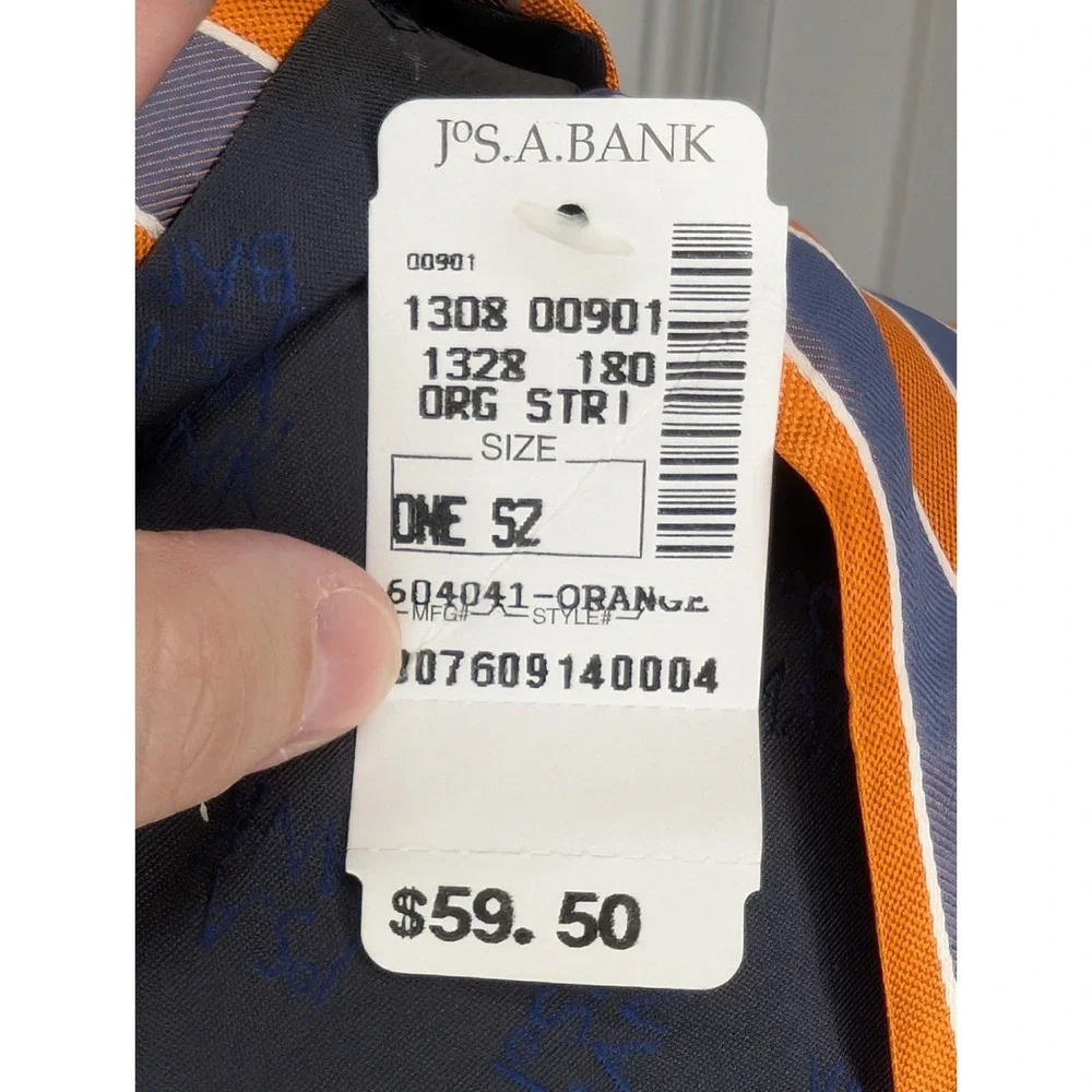 Jos A Bank Tie Silk Orange Purple Gray Striped 3.25